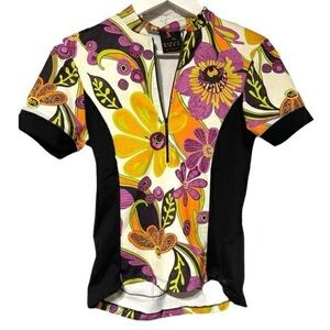 Sheila Moon/ San Francisco /  Half Zip Floral/ Cycling Top / size LG/